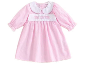 Little Girl Big Sister Pink Check Sibling Set